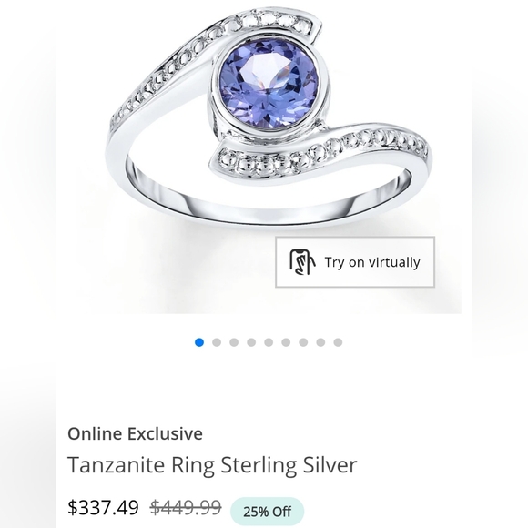 Genuine Tanzanite Gems En Vogue Ring in Palladium Sterling Silver 18k Sz 7! - Picture 6 of 6